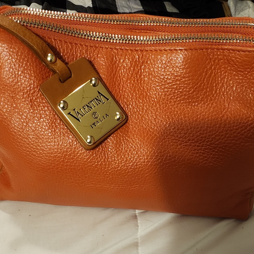 Valentina Orange Leather Crossbody